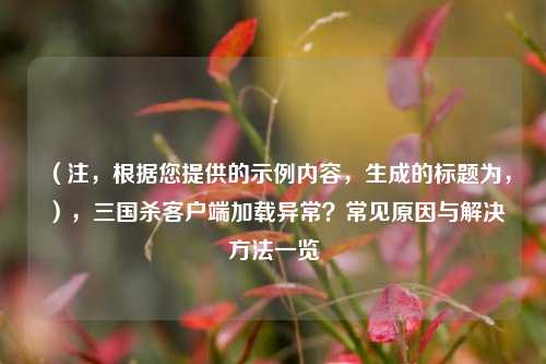（注，根据您提供的示例内容，生成的标题为，），三国杀客户端加载异常？常见原因与解决方法一览