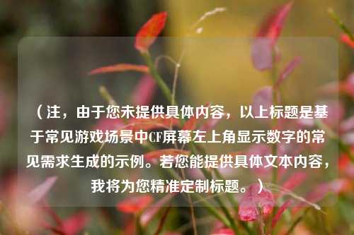 （注，由于您未提供具体内容，以上标题是基于常见游戏场景中CF屏幕左上角显示数字的常见需求生成的示例。若您能提供具体文本内容，我将为您精准定制标题。）