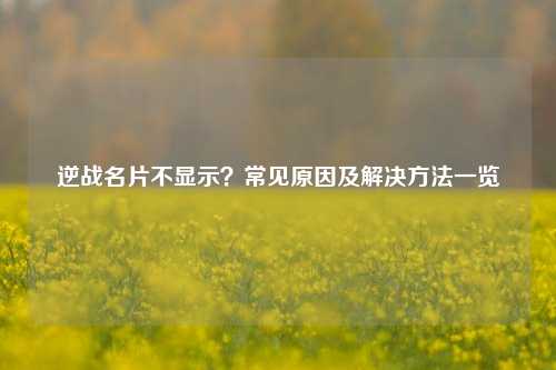 逆战名片不显示？常见原因及解决方法一览