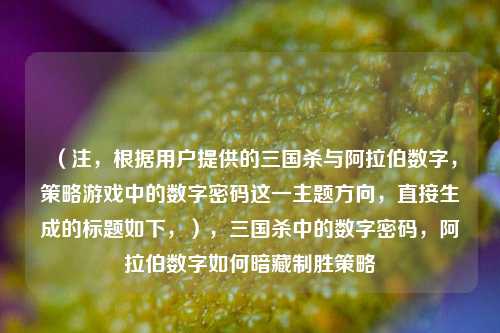 （注，根据用户提供的三国杀与阿拉伯数字，策略游戏中的数字密码这一主题方向，直接生成的标题如下，），三国杀中的数字密码，阿拉伯数字如何暗藏制胜策略