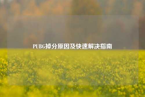 PUBG掉分原因及快速解决指南