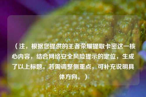 （注，根据您提供的王者荣耀提取卡密这一核心内容，结合网络安全风险提示的定位，生成了以上标题。若需调整侧重点，可补充说明具体方向。）
