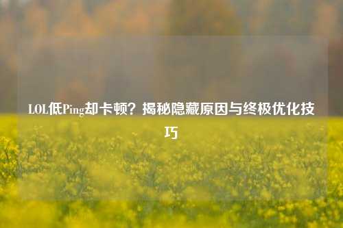 LOL低Ping却卡顿？揭秘隐藏原因与终极优化技巧