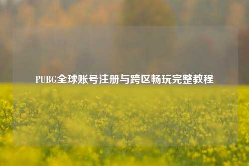 PUBG全球账号注册与跨区畅玩完整教程