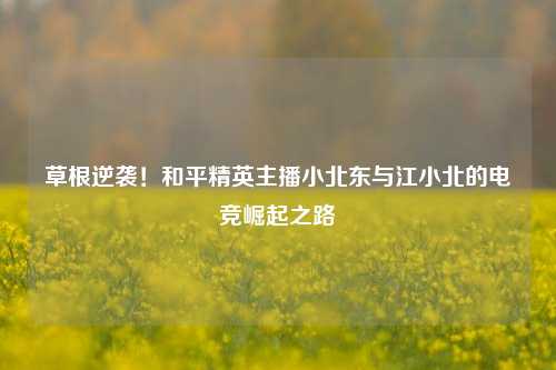 草根逆袭！和平精英主播小北东与江小北的电竞崛起之路