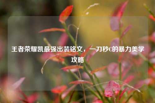 王者荣耀凯最强出装铭文，一刀秒C的暴力美学攻略