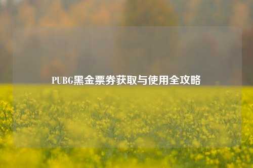 PUBG黑金票券获取与使用全攻略
