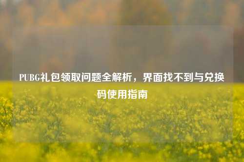PUBG礼包领取问题全解析，界面找不到与兑换码使用指南