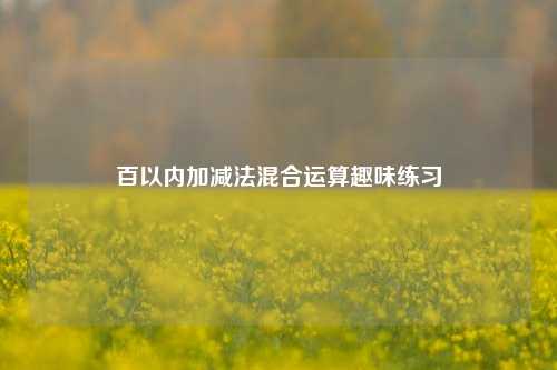 百以内加减法混合运算趣味练习