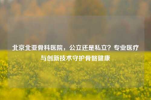 北京北亚骨科医院，公立还是私立？专业医疗与创新技术守护骨骼健康